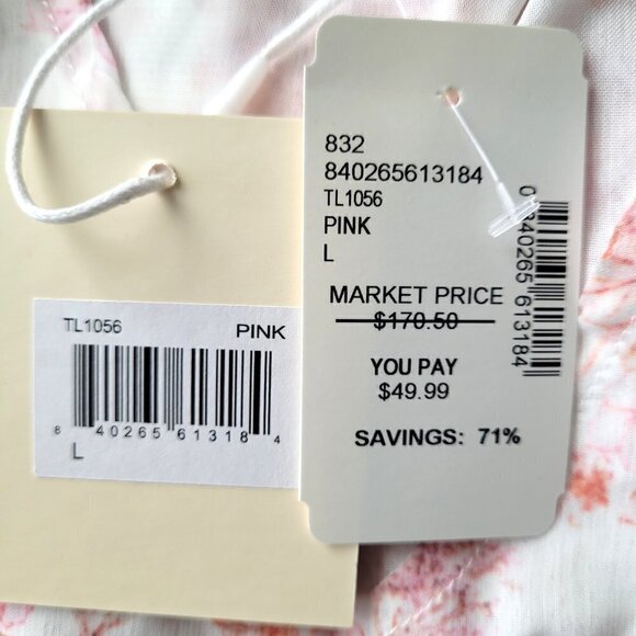 NWT To My Lovers Pink Floral Boho Sheer Puff Sleeves Peasant Top - Picture 12 of 12